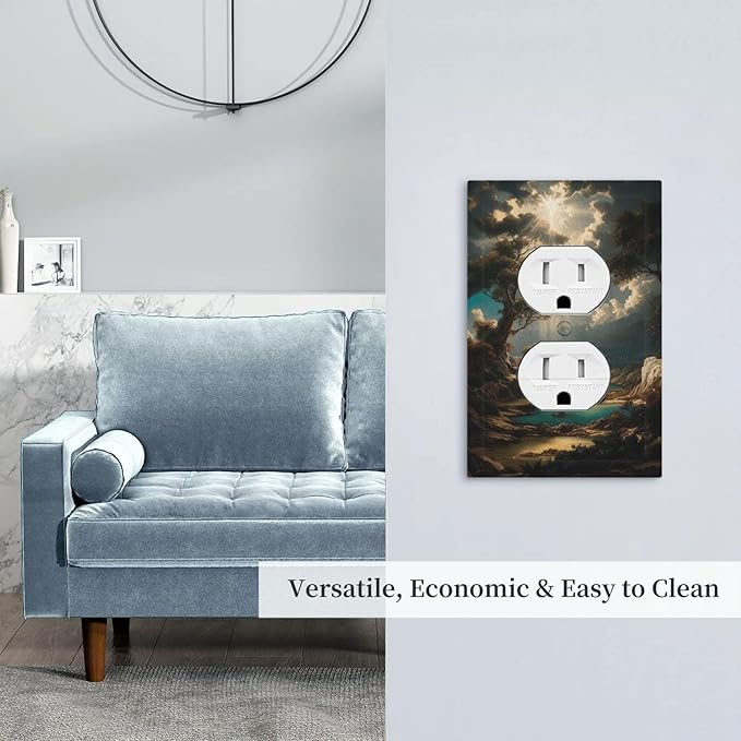 Decorative Art Light Switch Covers Sunburst Over the Wilderness 1 Gang Single Duplex Outlet Wall Plate Switchplate Electrical Faceplate for Home Decor