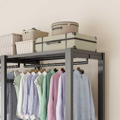 Foldable Portable Wardrobe Closet with Magnetic Doors & Cover, Heavy Duty Covered Clothes Rack with Hanging Clothing Rod, Metal Frame Standing Alone Closet for Bedroom (Door Design D, 49.2IN/125CM)