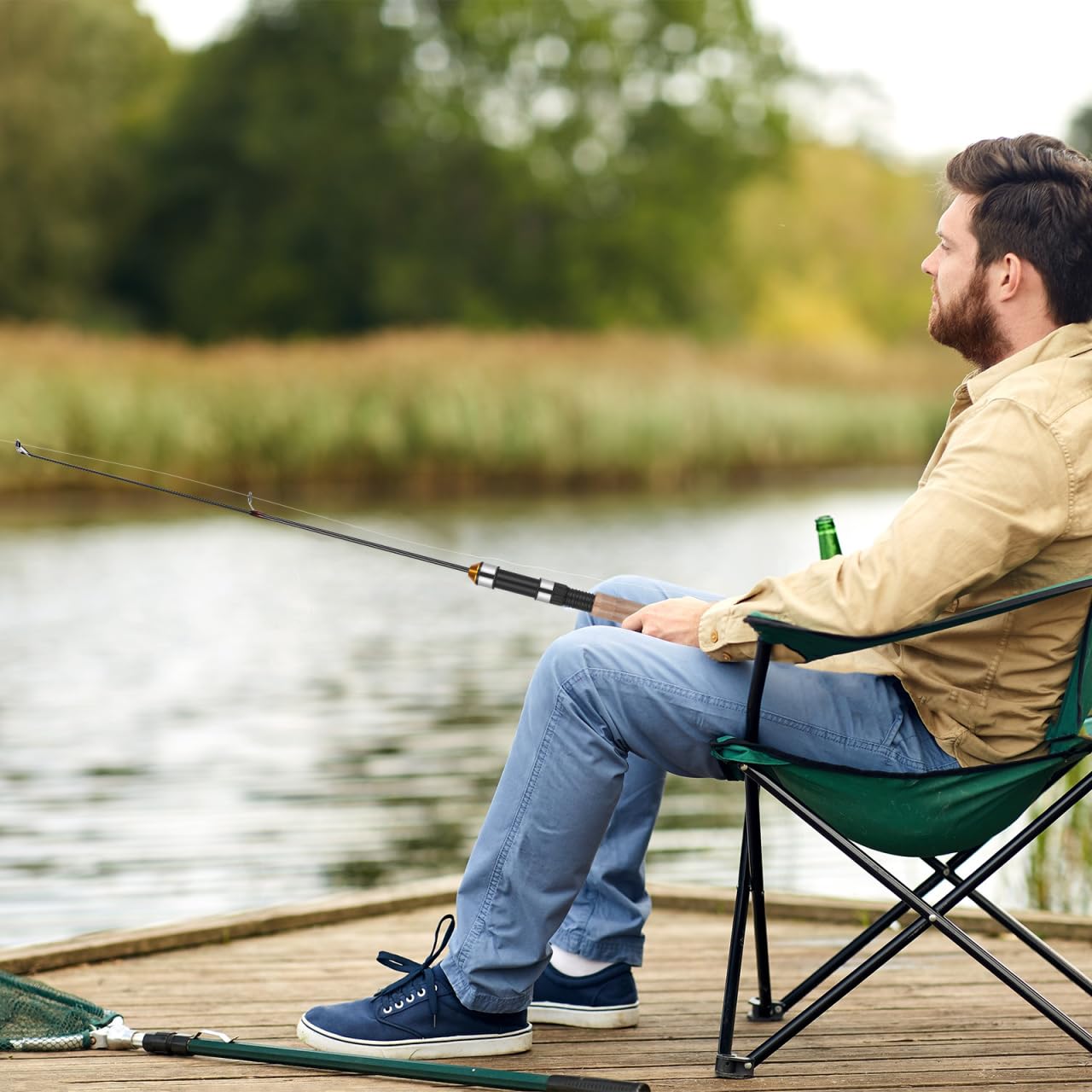 Toyvian Telescopic Ice Fishing Rod Mini Ultra-Light Fishing Pole 25.59In Compact Winter Tackle Tool with 2 Wear-Resistant Guides Reel Not Included