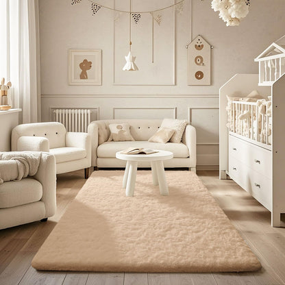 Ophanie Beige Rugs for Bedroom Living Room, Fluffy Fuzzy Furry Carpet, Plush Soft Shaggy Bedside Indoor Floor 4x6 Area Rug for Kids Girls Boys Baby Teen Dorm Nursery Home Decor Aesthetic