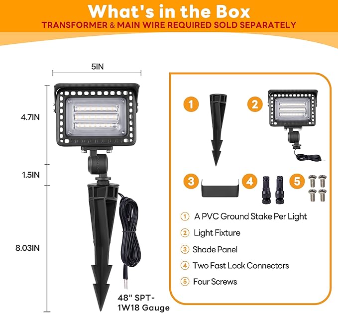 Gardenreet Low Voltage LED Flood Light - 12W 12V Outdoor Wall Wash Light, Landscape IP65 Waterproof Aluminum Brown, Warm White Wide Beam Angle Adjustable Hardwired for Garden Yard House Tree