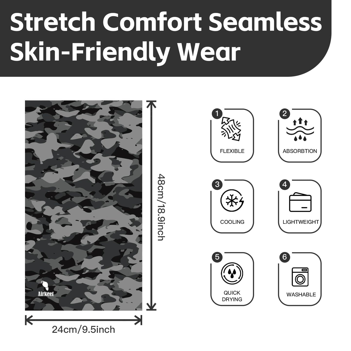 Breathable Neck Gaiter UPF 30+ Sun Protection Face Mask for Men & Women