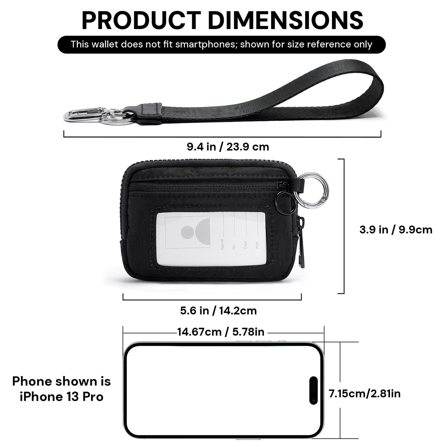 YDF The Iris Wallet for Women Mini Zip Card Case with Clear ID Window Zipper Coin Purse Lightweight Portable Keychain Wallet