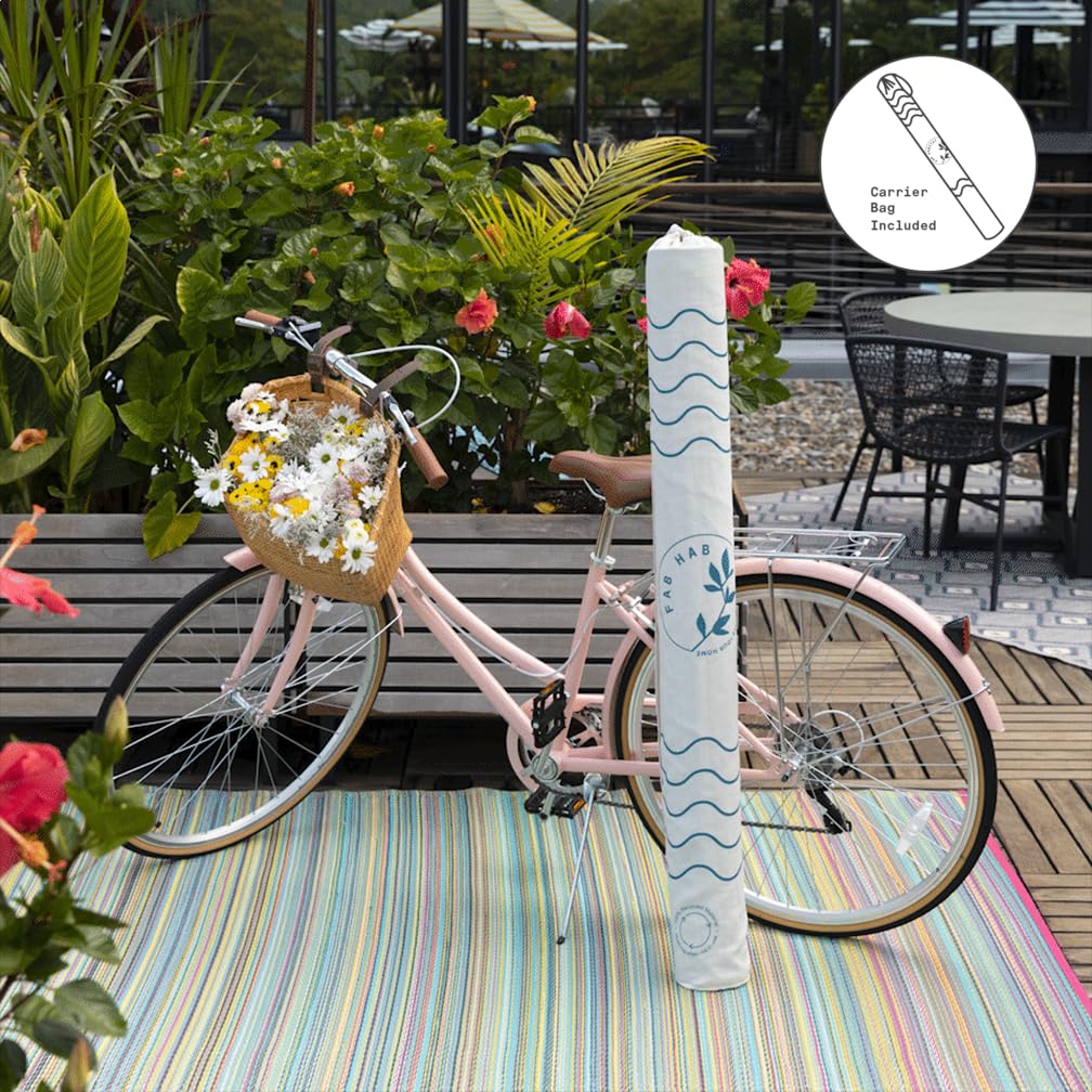 Fab Habitat Outdoor Rug - Waterproof, Fade Resistant, Crease-Free - Premium Recycled Plastic - Ombre - Patio, Porch, Deck, Balcony - Big Sur - Teal - 5 x 8 ft