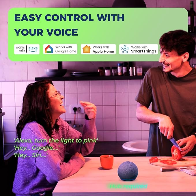 Matter Smart Light Bulbs 100W Equiv, Compatible with Alexa/Apple Home/Siri/Google Home/SmartThings, A19 E26 WiFi RGBCW Color Changing Light Bulb, 11W 1350LM, 2.4G WiFi, ETL Listed, 2PCS