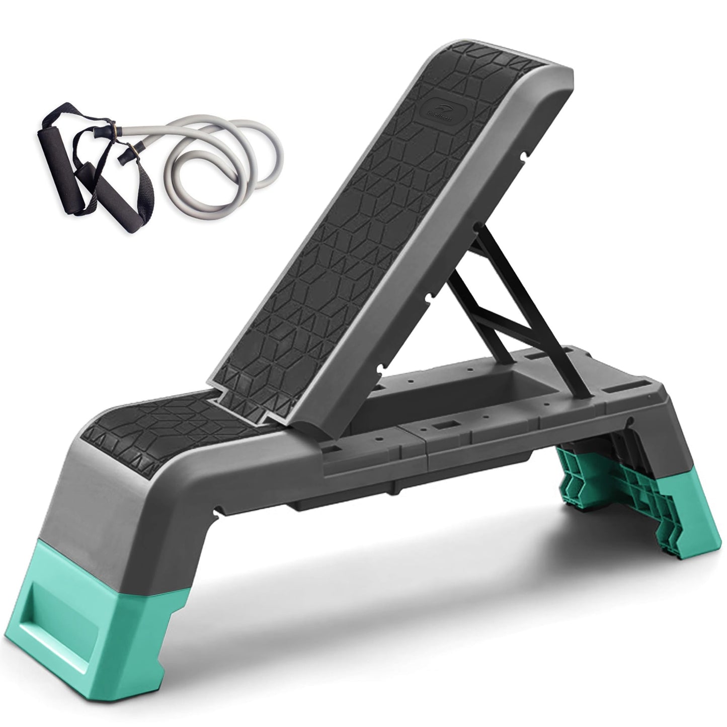 leikefitness Exercise Step Platform, Multifunctional Aerobic Deck with Cord and Adjustable Dumbbell & Weight Bench, Fitness Equipment for Workout Home Gym