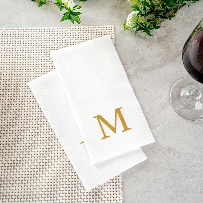 Luxenap 15.8 X 7.9 Inch Linen-Feel Guest Towels, 50 Lettered Hand Towels