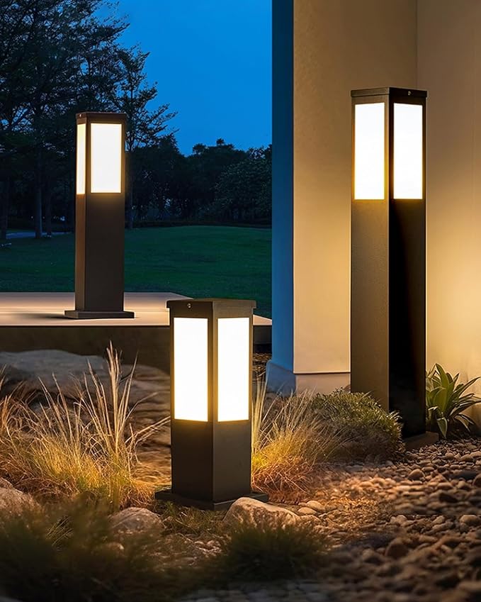 Outdoor Landscape Path Light E26 Bollard Lighting Fixture IP54 Waterproof Pathway Light with Stainless Steel Garden Floor Lamp Outdoor Walkway Lights for Lawn Courtyard Driveway Decoration
