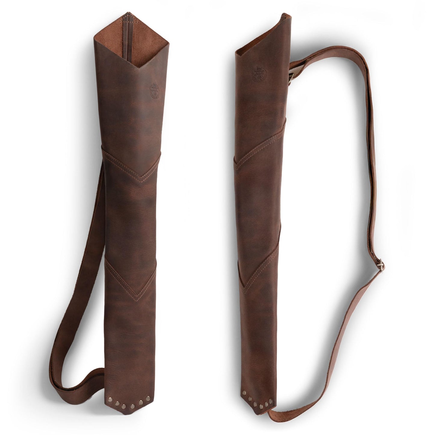 Valhalla Gear, Back Arrow Archery Quiver, Vintage Holder for Shooting Practice, Training, Full Grain Leather, Handmade Archer Accessories (Bourbon Brown)