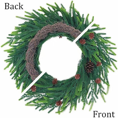 20 inch Christmas Wreath for Front Door - a Realistic Blend of Artificial Wreaths and Pine Cones, Used to Decorate Walls, Windows, porches, farmhouses, Indoor and Outdoor Decorations