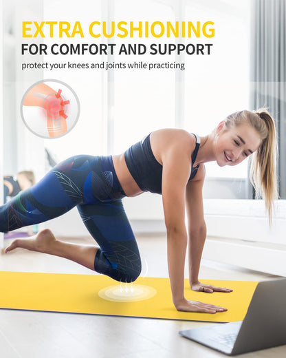 CAMBIVO Yoga Mat for Women Men Kids, 1/3 & 1/4 & 2/5 Inch Extra Thick Yoga Mat Non Slip, 72" x 24" TPE Yoga Mats, Workout Mat with Carrying Strap for Yoga, Pilates and Floor Exercises