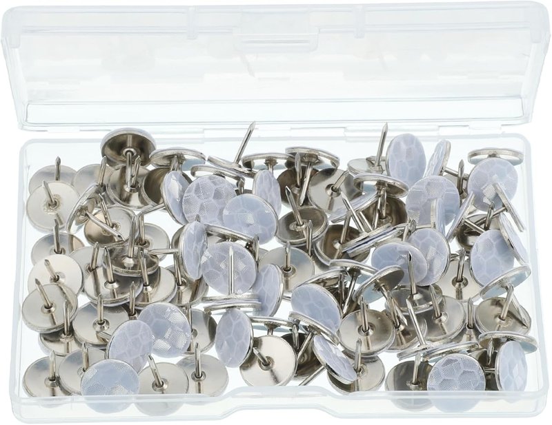 Reflective Trail Markers - 100pcs Glow Bright Eyes Metal Tacks for Hunting, Hiking & Camping | Storage Box Included