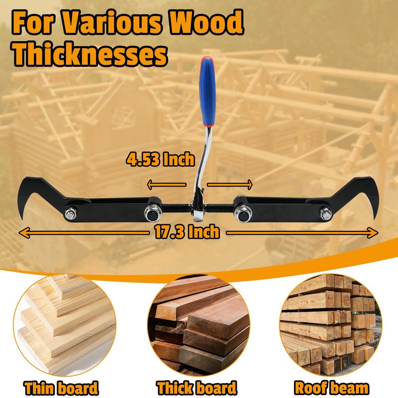 DITKOK Heavy Duty Beam Puller Tool with Iron Hooks, Wall Puller Framing Tool with Ergonomic Reversible Ratchet, Framing Puller For Mass Timber, CLT, Post & Beam, and ZIP Panels, Clamping Travel 4.53"