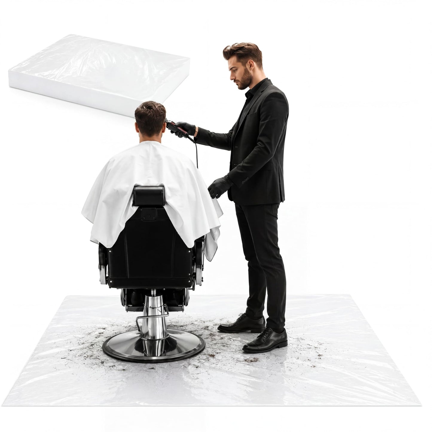 Breling 50 Pcs 48 x 37.4 Inch Extra Large Disposable Haircutting Mat,Disposable Hair Collection Mat For Barbershops,Salons And Pet Grooming