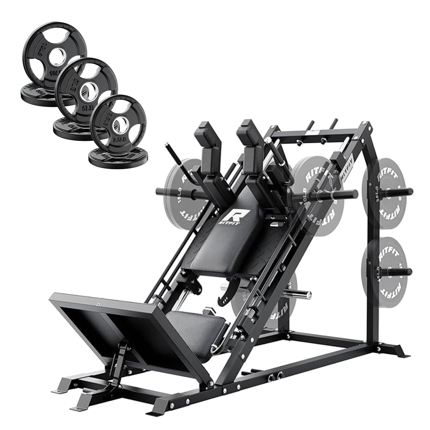 RitFit Gazelle Pro 3 in 1 Leg Press and Hack Squat Machine - High-Tensile Steel Leg Press Machine, 2000lbs Capacity, Adjustable Angles with Weight Storage