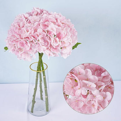 BonBloom's 3 Pcs Pink Artificial Hydrangea Flowers 21" Real Touch Flowers Latex Fake Hydrangea Flowers for Wedding Centerpieces Flower Arrangement Home Decor