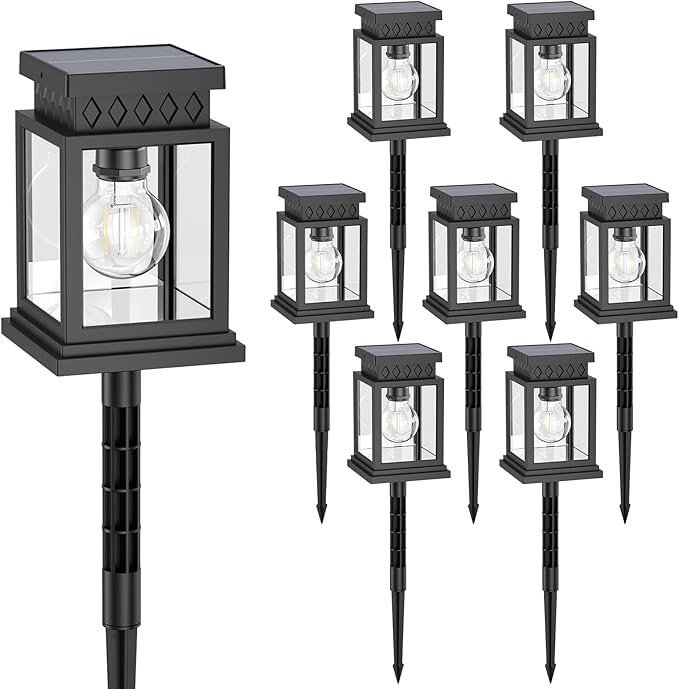 Solar Pathway Lights Outdoor for Pathway Garden Yard Patio Driveway, Solar Walkway Lights Auto On/Off, Warm White, Up to 8H Lighting (8 Pack)