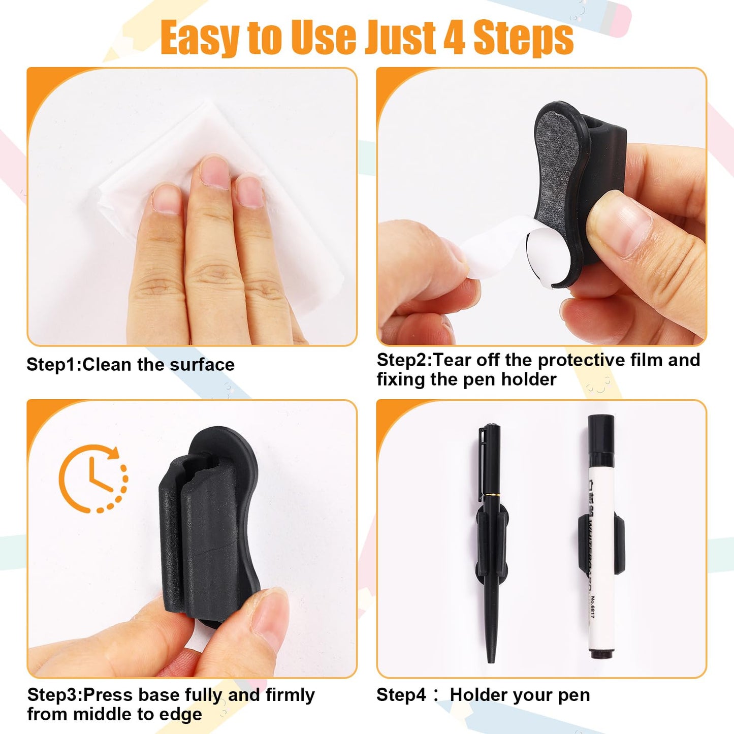 Mkway 20 Pack Pen Holder for Desk, Adhesive Silicone Pen Holder for Classroom Clipboard Attachment, Marker Holder, Pencil Holder,Marker Clip for Desk,Classroom,Office Accessories