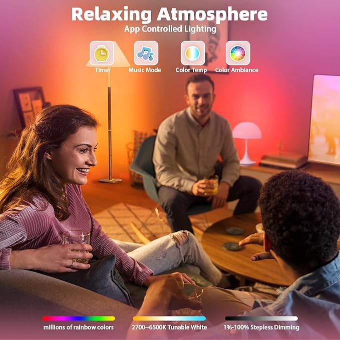 Smart Light Bulbs 2Pack, Color Changing Light Bulb Works w/Alexa Google Home, 9W A19 E26 800LM RGBTW Colored LED Bulbs, 50+ DIY Scenes, Music Sync, App & Voice Control WiFi Light Bulbs