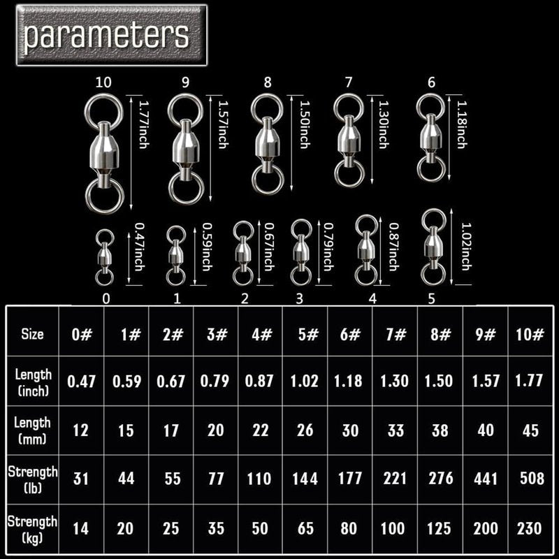 AMYSPORTS Ball Bearing Swivels Connector High Strength Stainless Steel Solid Welded Rings Barrel Swivels Saltwater Freshwater Fishing 25pcs 144lbs