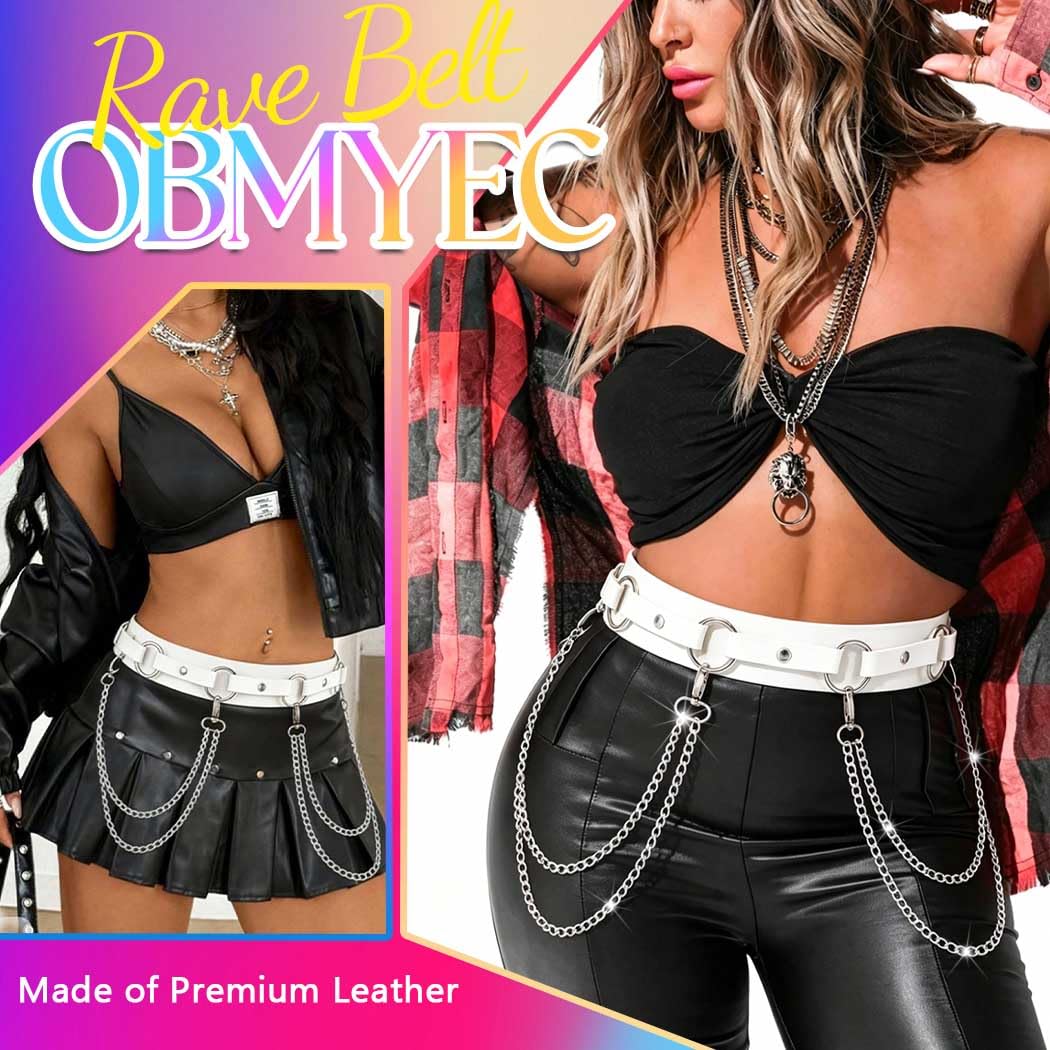 Obmyec Punk Waist Chain Belts Leather Belly Body Chain Gothic Black Leather Waist Accessories for Women (White)