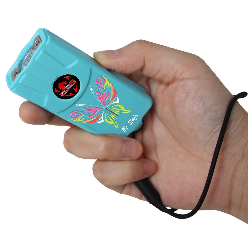 FIGHTSENSE Flashlight Stun Gun for Self Defense – Rechargeable Stun Gun for Women – Compact & Powerful Self Defense Flashlight (Cyan)