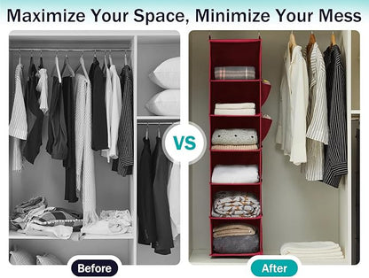 YOUDENOVA Hanging Closet Organizer and Storage, 6-Shelf Closet Hanging Storage