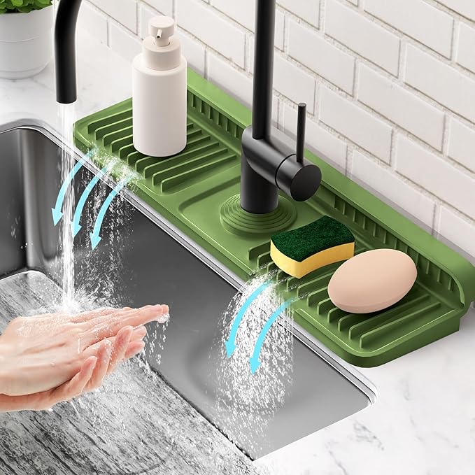 17.7'' Faucet Mat for Kitchen Sink Splash Guard Folding Kitchen Sink Faucet Mat