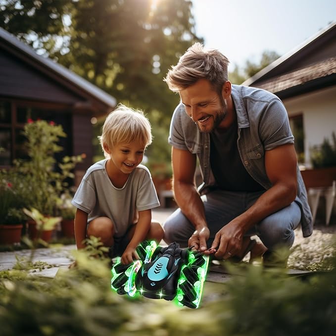 Gesture Sensing RC Stunt Car with Light 2.4G 4WD Hand Controlled Gravity Remote Control Car Toy with 360° Flips Car for Boys Age 6 and Up Blue