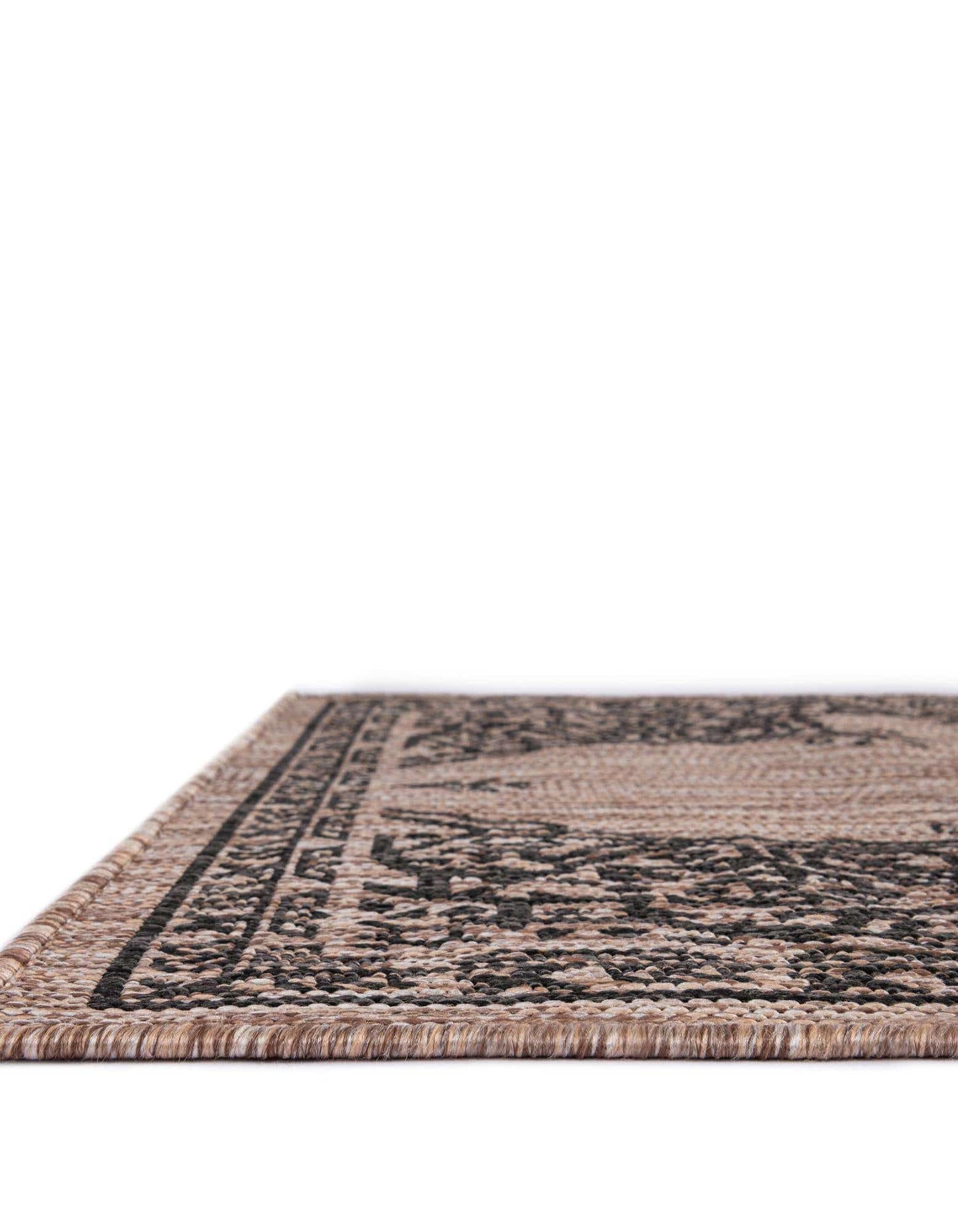 Unique Loom Outdoor Traditional Collection Area Rug - Antique (2' x 8' Runner Beige/Black)
