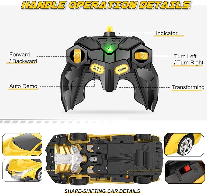 Transform Remote Control Car Toy for Kids 4 5 6 7 8 Remote Control Car for Boys 4-7 Transform Cars for Boys 4-6 Toy Car 5 Year Old Boy Toys for 3 4 5 6 7 8 9 10 11 12 Years Old Boy