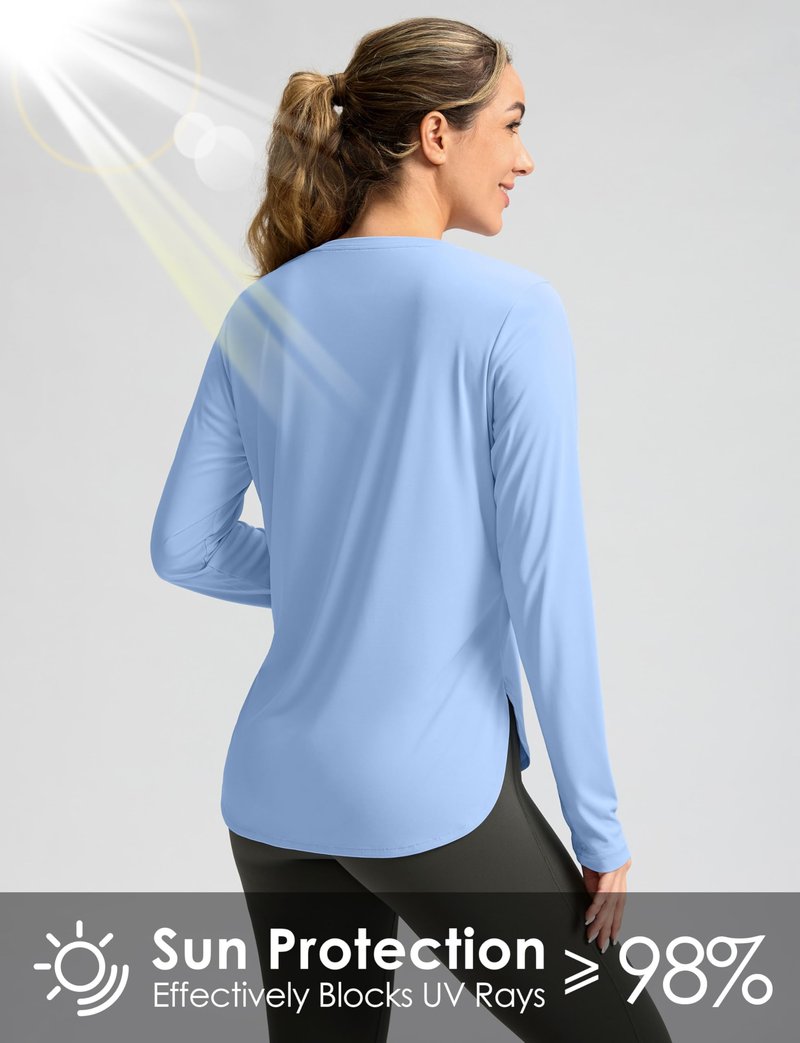 Women's Sun Shirts UPF 50+ Long Sleeve UV Protection Shirt Lightweight Quick Dry Workout Hiking Tops for Women(Haze Blue,M)