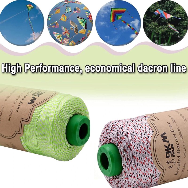 9KM DWLIFE Braided Dacron Kite String 120lb 500ft Polyester yoyo String Mason Line Thread Heavy Duty Rope Outdoor