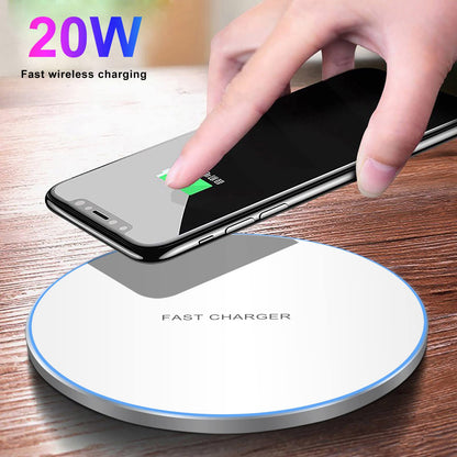 Wireless Charger 20W Max Fast Wireless Charging Pad Compatible with iPhone 11 12 13 14 15 16 Pro/Pro Max, iPhone Xs/XS Max/XR/8 Plus, Air Pods Pro/3/2; for Samsung Galaxy/Note, Galaxy Buds (White)