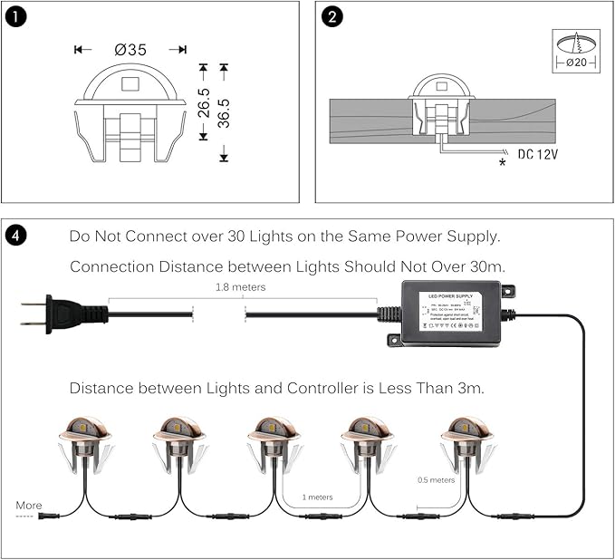 LED Deck Stair Lighting Kit, Low Voltage Patio Deck Lamp IP65 Φ1.38 Indoor Outdoor Wood Recessed Yard Garden Patio Step Landscape Pathway Decor Lights, Bronze (Warm White, Pack of 10)