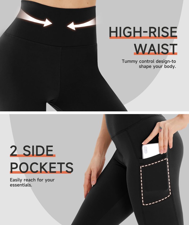 GAYHAY High Waisted Capri Leggings for Women - Soft Yoga Pants for Running Cycling Workout Pink Pockets