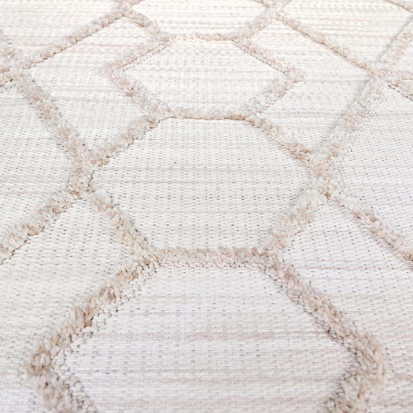 Hauteloom Hive Farmhouse Living Room Bedroom Modern Moroccan Trellis Area Rug - Soft Shaggy High Low Carpet - High Pile - Bohemian, Boho - Gray, Brown, Beige, Cream - 5'3" x 7'