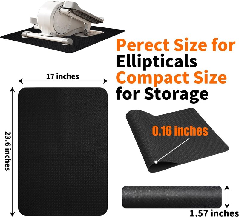 Double-Sided Non-Slip Workout Mat - 23.6" x 17" for Elliptical & Pedal Exercisers | Stability & Floor Protection
