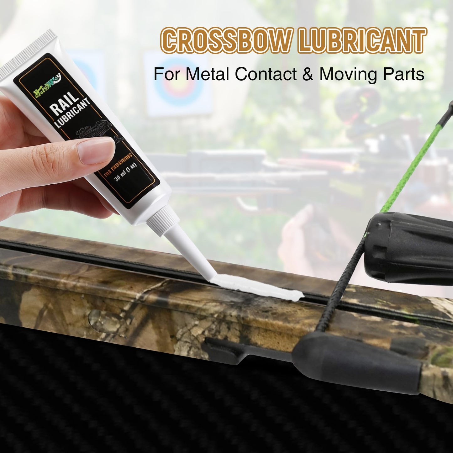 HappyAlley Crossbow Rail Lube & Oil Set with Precision Applicator, 1 oz Crossbow Rail Lubricant and 1 oz Cross Bow Lube for Reduced Friction and Smooth Cross Bow Operation