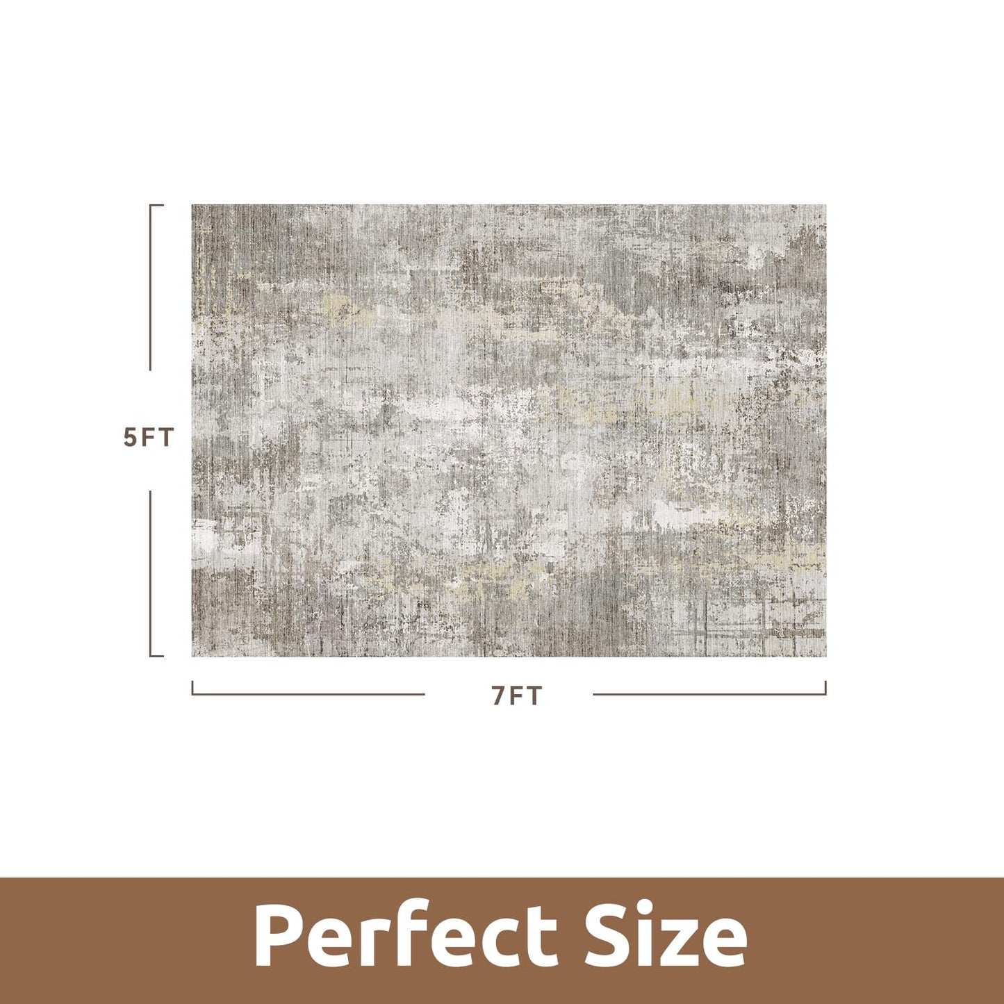 5 x 7 Area Rugs for Living Room, Machine Washable Non Slip Rug Ultra Soft Low Pile Indoor Carpet Modern Abstract Rugs for Bedroom Office Room Dining Room Beside, Beige