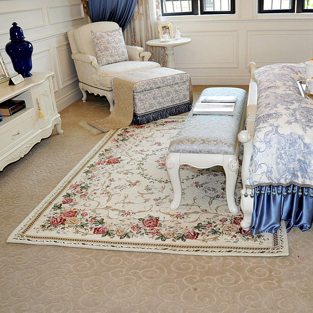 UKELER Rustic Shabby Rose Rug Luxury Vintage Elegant Traditional Rugs Accent Floral Rugs Carpet for Home Living Room/Bedroom, 4' x 6', Country Rose