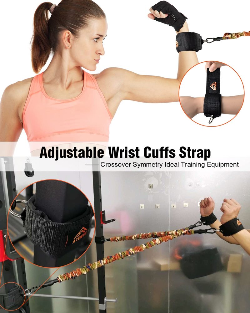 ATENTO 2 Pairs Ankle Strap for Cable Machine, Comfortable Padded Ankle Wrist Cuffs for Kickbacks, Gym, Glutes Workout & Lower Exercises, Adjustable & Breathable Ankle Straps for Women & Men