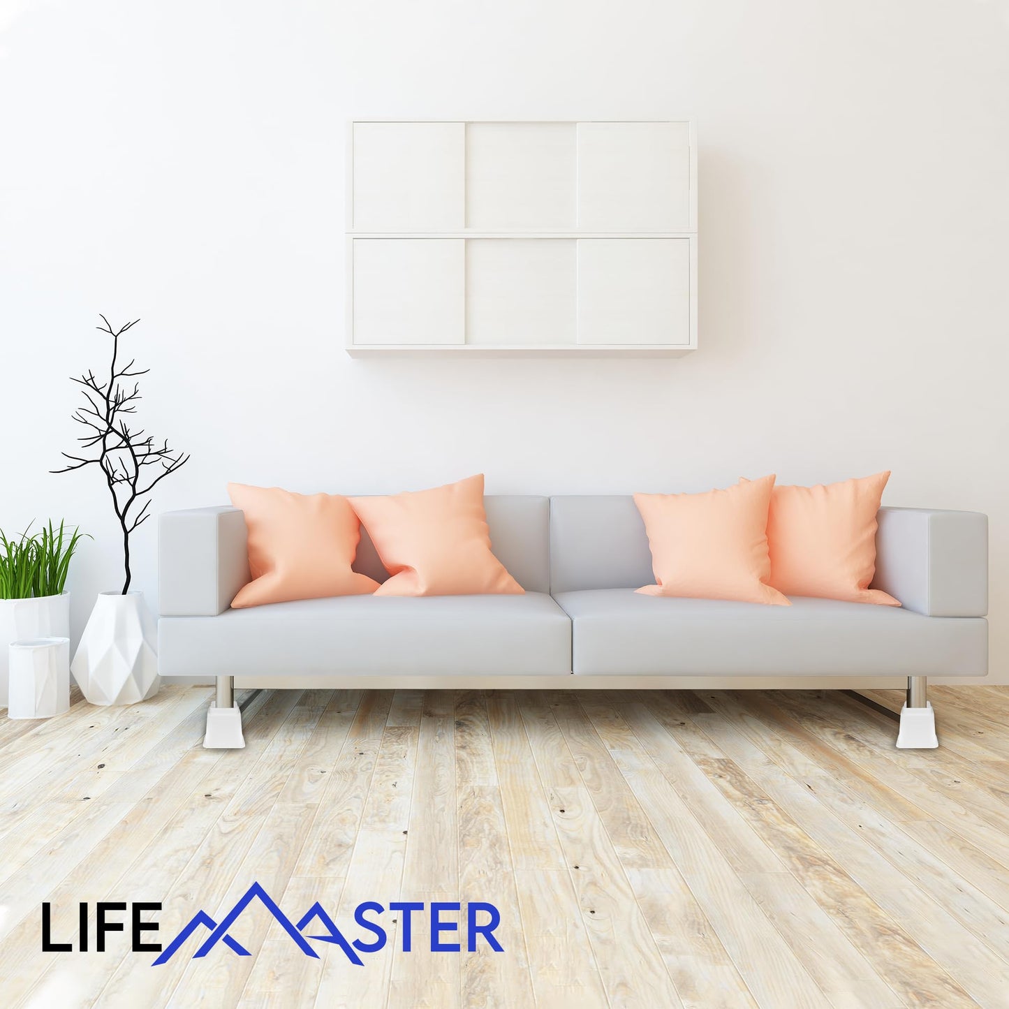 Lifemaster Furniture Riser Set - 4 Pieces Non-Slip Design Furniture Leg Riser fits with Bed, Chair, Table, Sofa, Desk, and Couches - White