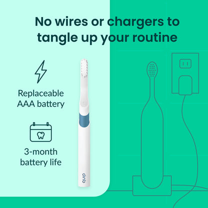 Quip Sonic Electric Toothbrush for Adults - Time Travel & Soft Bristles with Travel Case & Replacement Brush Head - 3 Month Battery Life, Plastic Handle - Magenta