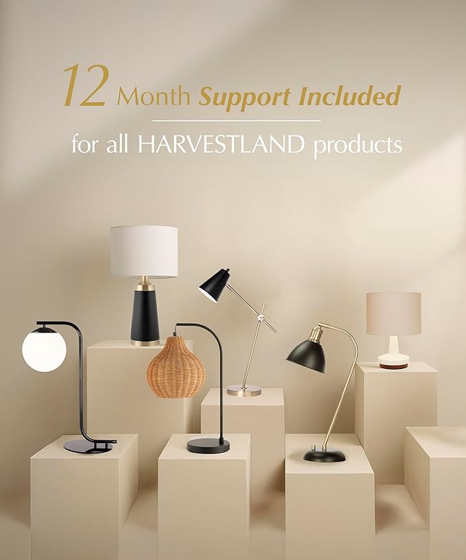HarvestLand Steady Brass Desk Lamp – Industrial Table Lamp with Solid Base, Lamp for nightstand, Desk Lamp Home Office and Bedside Table Lamp, Modern Reading Lamp