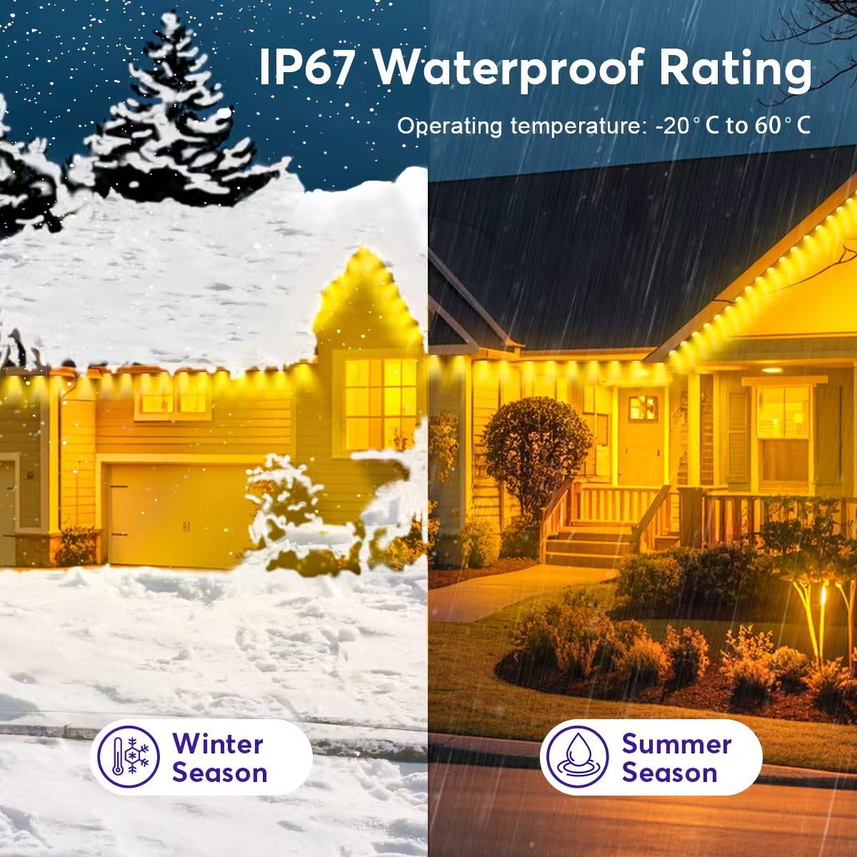 HConce Permanent Outdoor Lights Pro, 50ft RGB LED Eaves Lights, IP67 Waterproof with Smart App&Remote Control,for Christmas,Party, Daily, Halloween and All Holiday Decor