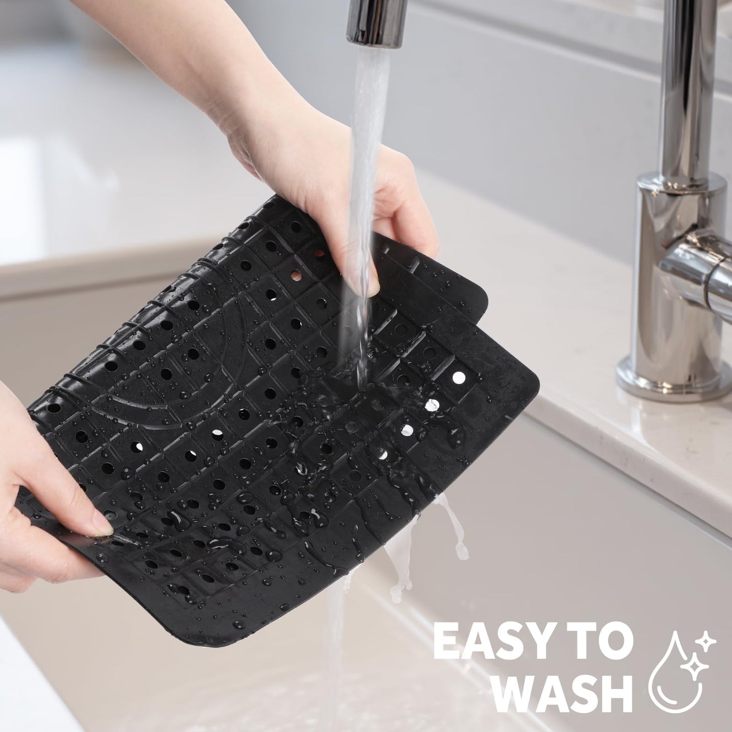 GeeRic Independence Day Kitchen Sink Mat, 12.36 x 10.28" Dish Drying Mat, Sink Protector Mats Non-Slip Dish Dry Mat Dishwasher Safe, Rectangular, Black