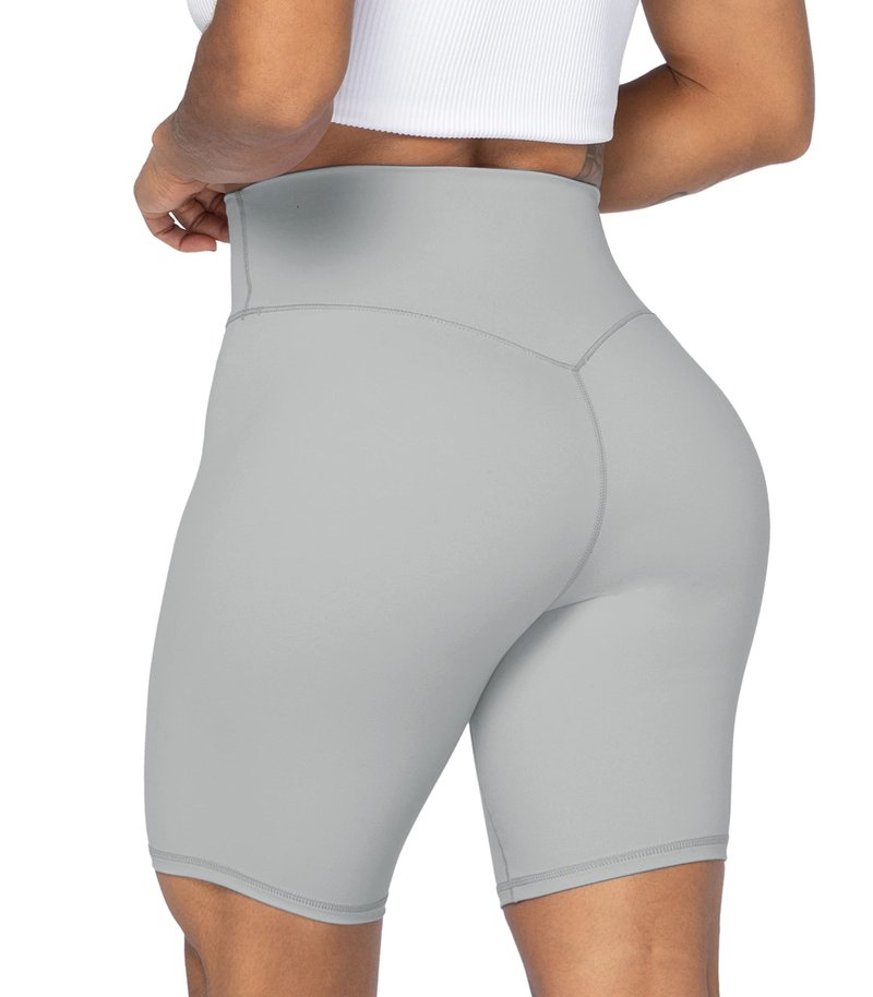 Sunzel 8" High Waist Biker Shorts for Women No Front Seam Soft Yoga Workout Gym Bike Shorts Tummy Control Squat Proof Gray