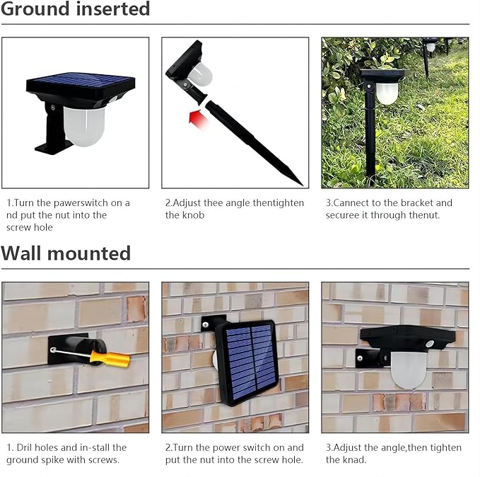 Solar Landscape Spotlight, 4 Pack IP65 Waterproof Outdoor Garden Solar Powered Pathway Light Motion Sensor Path Lighting for Yard, Patio, Pathway