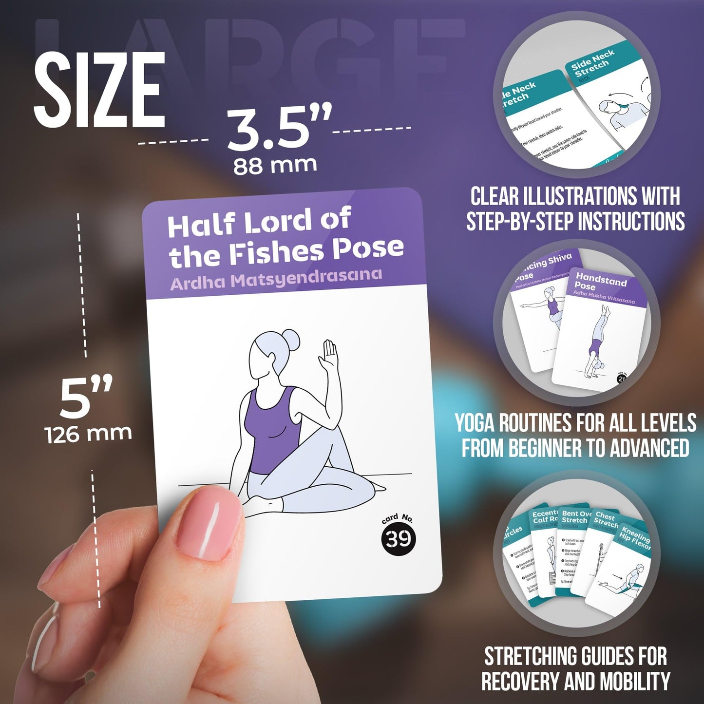 [2-PACK] Bodyweight & Dumbbell Workout Cards - Large Size 5" x 3.5" Exercise Cards Deck with 100 Different Exercises, Perfect for Circuit Training & Weightlifting - Fitness Cards for Women & Men